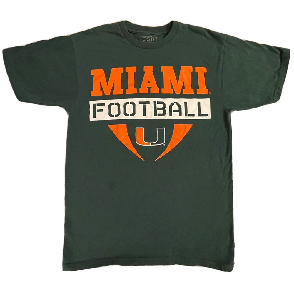University of Miami Hurricanes Canes T-Shirt Men's Short Sleeve Green Size Small